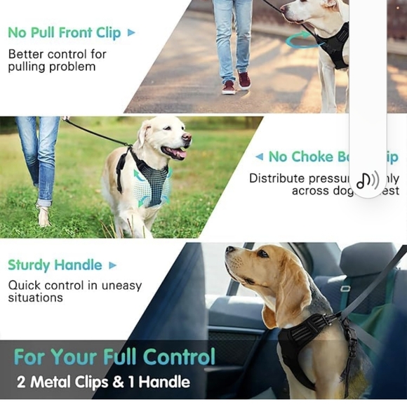 NIP Black Dog Harness Medium With 2 leash clips - Picture 5 of 15